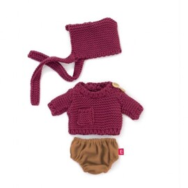 Miniland Doll Clothes - Jumper Set in Red & Sand | 21cm Doll