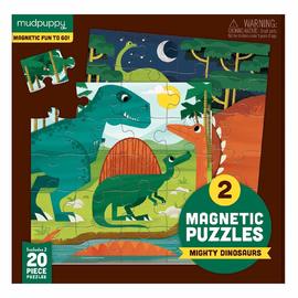 Mudpuppy Mighty Dinosaurs | Magnetic Jigsaw Puzzle 2 x 20pc