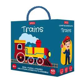 Sassi 3D Puzzle And Book Set - Train, 40pcs