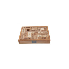 Wooden Story Peace & Love Blocks | 29 Natural Wooden Blocks In a Tray