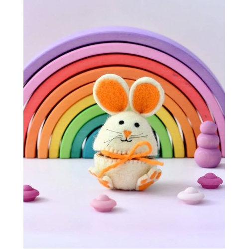 Zara Treasures Felt Egg Cover - Hopping Bunny With Orange Ears