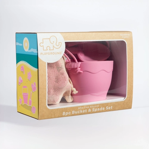 Silicone 8pc Bucket & Spade Set Light Pink