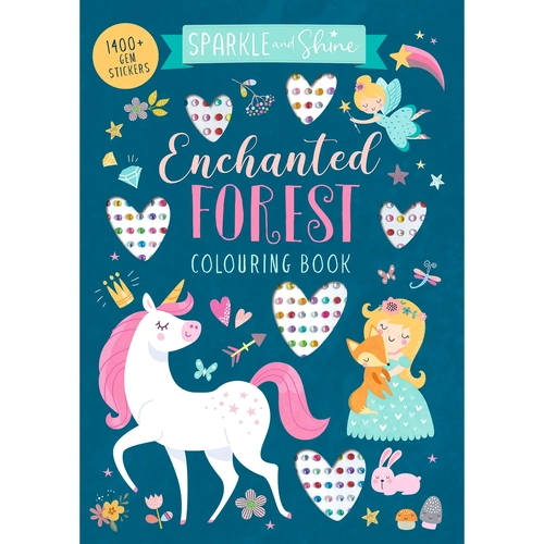 Enchanted Forest Colouring Book with 1400 Gem Stickers