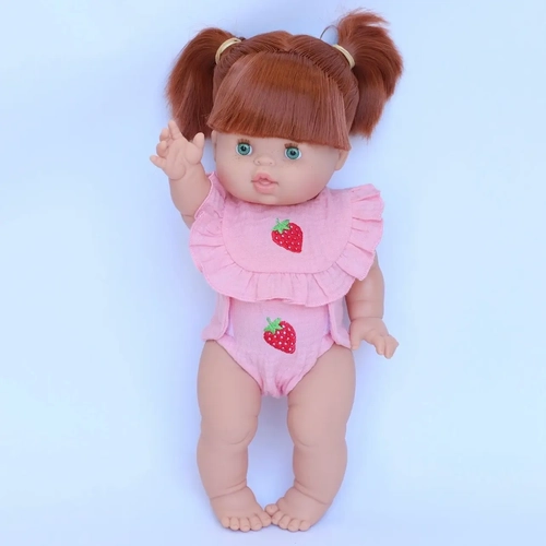  Strawberry Frilled Bib & Diaper Doll Set 34-38cm Dolls