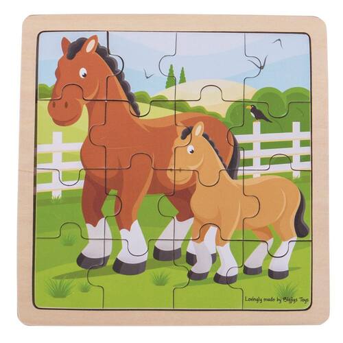 Bigjigs Horse & Foal Wooden Puzzle 16pc
