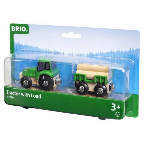 BRIO Farm Tractor with Load | Wooden 3 Piece Set