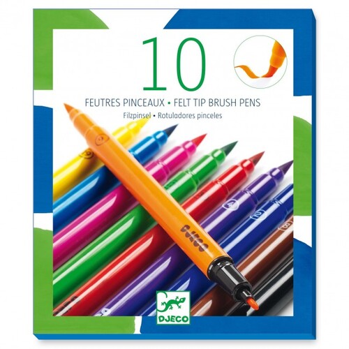 Djeco Felt Brushes Classic - 10 Pk Double ended Felt Markers