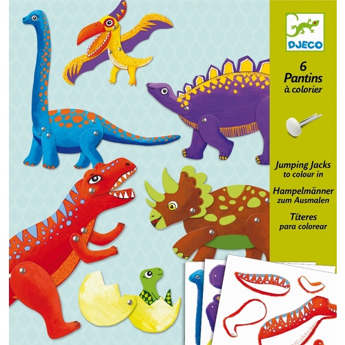 Djeco Jumping Jacks Dinosaur Puppets Paper Craft Kit