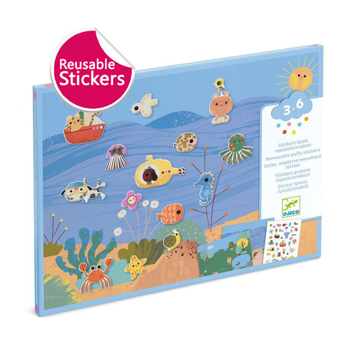 Djeco Summertime 30pc Reuseable Puffy Stickers