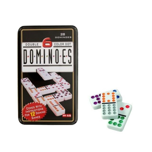 Dominoes 6 Colour Dot Game In Tin