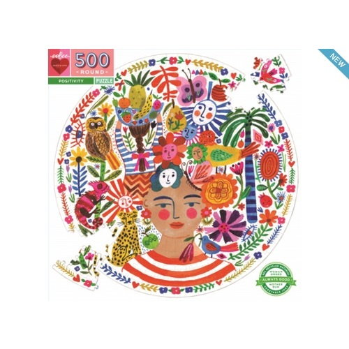 eeBoo Positivity Freda 500pc Round Jigsaw Puzzle