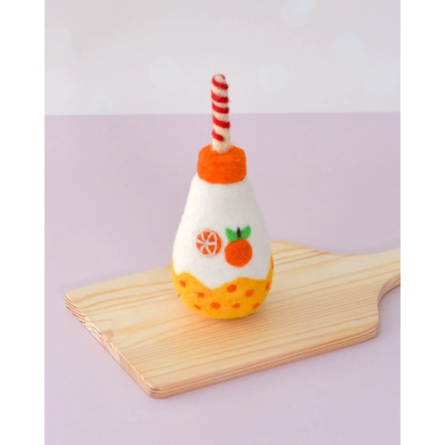 Felt Sparkly Orange Fruit Juice Bottle