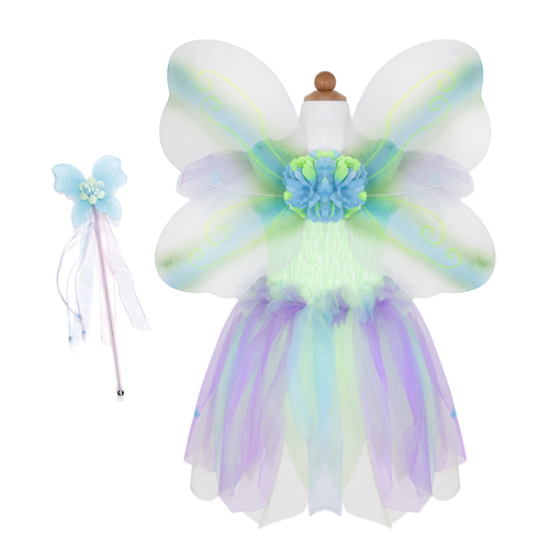 Green Butterfly dress & wings with wand - size 5-6