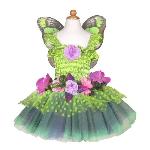 Green Fairy Blooms Deluxe dress & wings - size 3-4