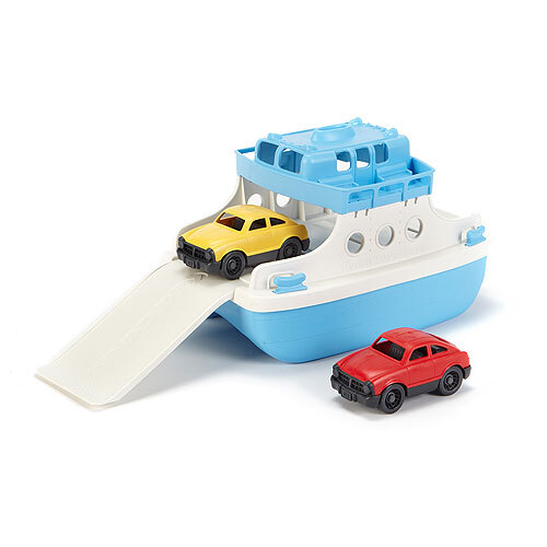 Green Toys - Ferry Boat with 2 Mini Cars - green, white