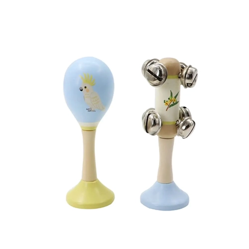 Wooden Cockatoo Maraca & Wattle Jingle Stick Musical Set