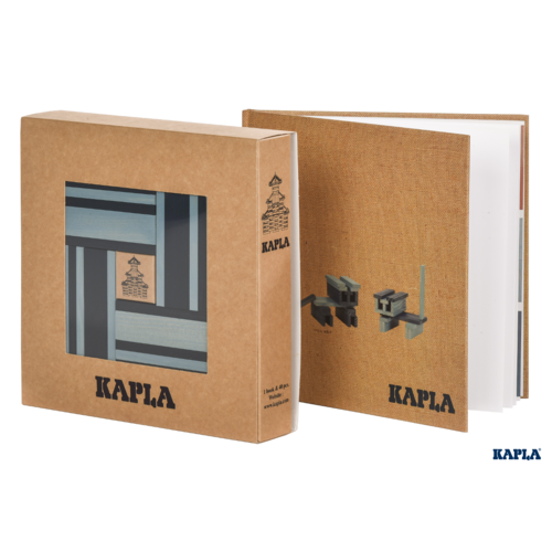 KAPLA Planks Light & Dark Blue | 40pc Colour Plank Set & Book