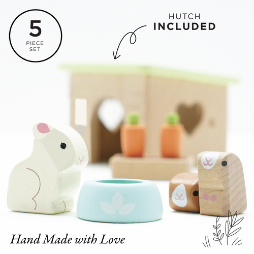 Le Toy Van Bunny With Guinea Pig | Wooden Dolls House Accessory Set