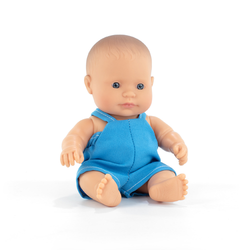 Miniland Doll - Caucasian Boy Baby Doll Dressed 21cm