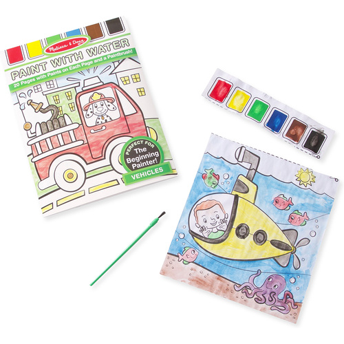 Melissa & Doug - Paint with Water Book - Vehicles