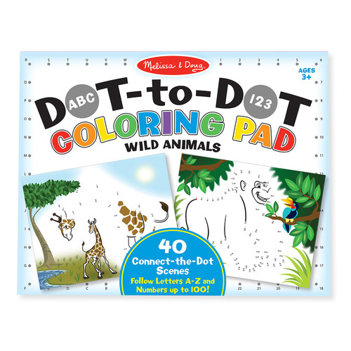 Melissa & Doug Dot To Dot Colouring Pad | Wild Animals