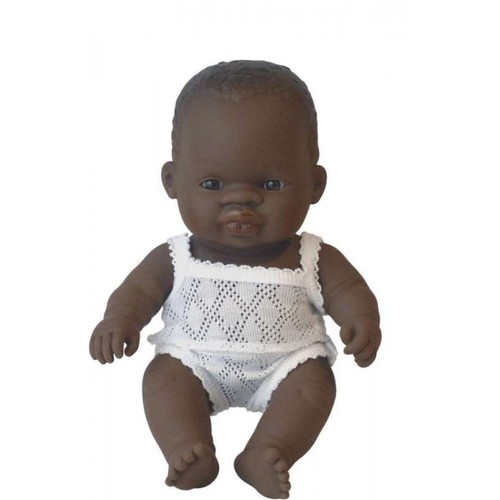 Miniland Doll - African Baby Girl 21cm | Anatomically Correct Baby Doll