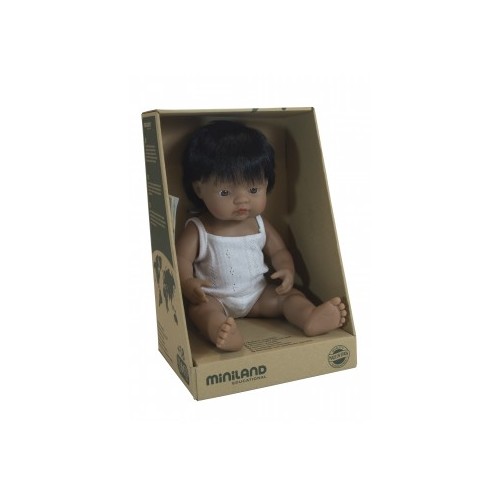 Miniland Doll - Hispanic Boy 38cm | Anatomically Correct Baby Doll