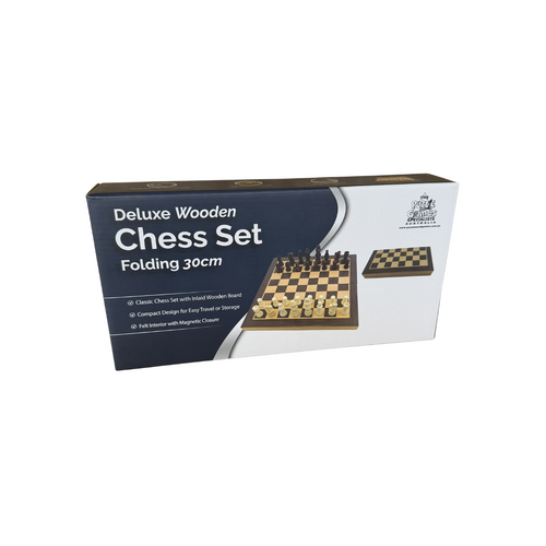 Deluxe Wooden Folding Chess Set 30cm