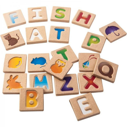 Plan Toys - Alphabet Tiles A-Z - an eco friendly, educational wooden 