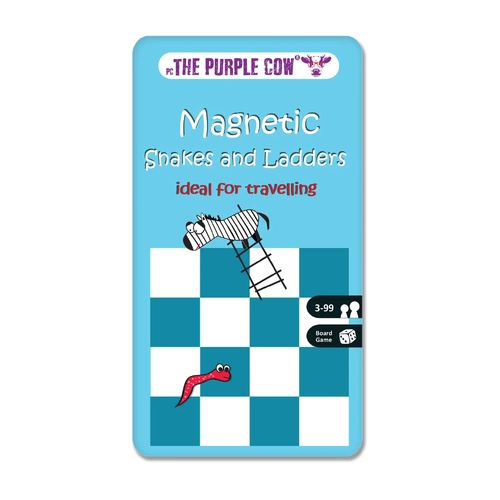 The Purple Cow Magnetic Snakes & Ladders Blue Travel Game