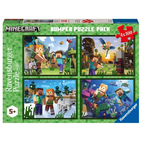Ravensburger - Minecraft Bumper Pack Puzzle 4x100 Pieces