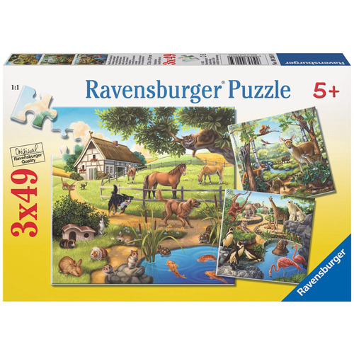 Ravensburger Forest, Zoo & Pets 3x49pc Jigsaw Puzzles