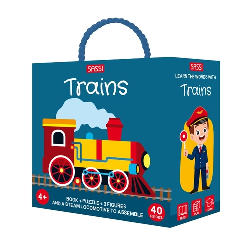 Sassi 3D Puzzle And Book Set - Train, 40pcs