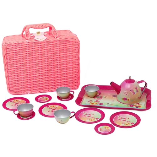 Rainbow Butterfly Tea Set In Basket