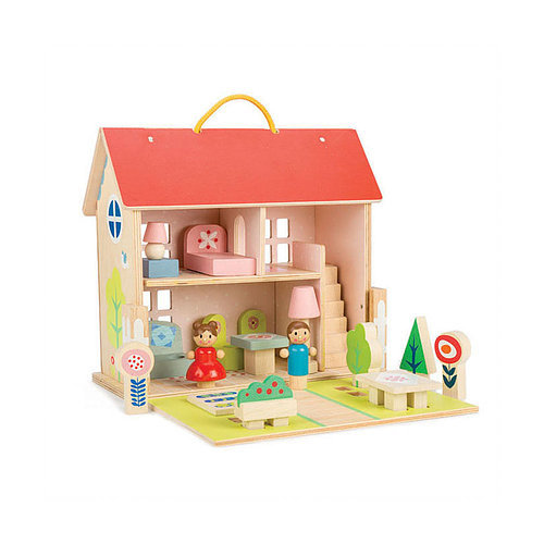 Tender Leaf Dolls House Set Portable Wooden Dolls House