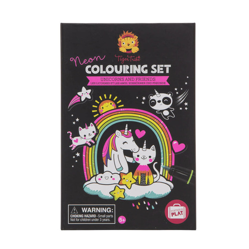 Tiger Tribe Neon Colouring Set - Unicorns and Friends