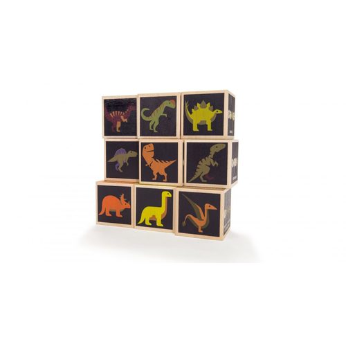 Uncle Goose Dinosaur Blocks - 9 Pce Handmade Wooden Block Set